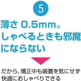 薄さ0.5ｍｍ。しゃべるときも邪魔にならない